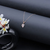 Rose Gold Plated 925 Sterling Silver Leaf Pendant with Chain